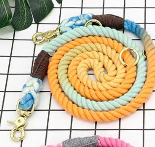 Multicolor Cotton Pet Long Leash Durable Adjustable Walking Lead