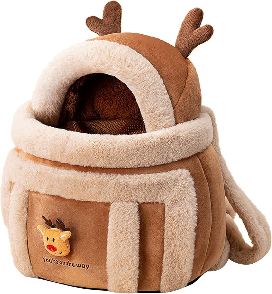 Plush Pet Carrier Backpack For Travel Winter Outdoor With Hand Warmers