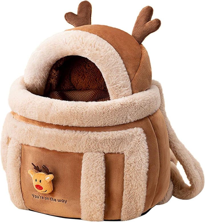 Plush Pet Carrier Backpack For Travel Winter Outdoor With Hand Warmers