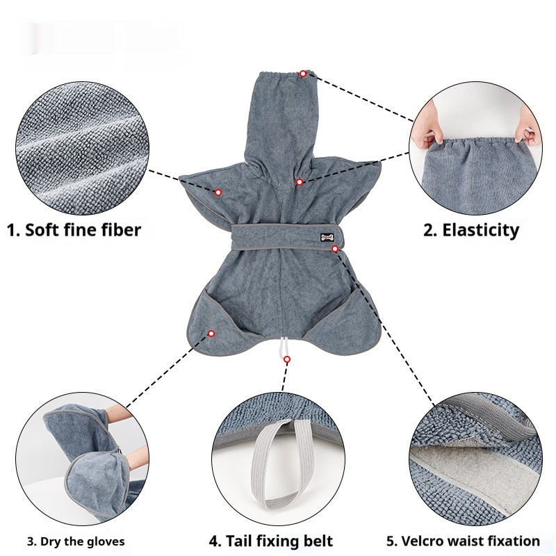 Cotton Pet Bath Towel Strong Absorbent Quick Drying Soft Comfort