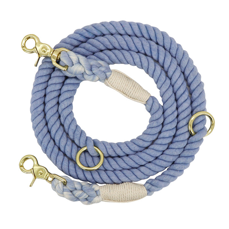 Multicolor Cotton Pet Long Leash Durable Adjustable Walking Lead