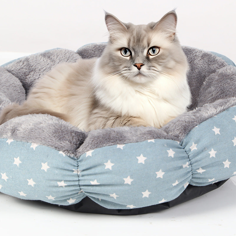 Calming Donut Pet Bed Round Fluffy Soft Comfortable Sleeping Mat