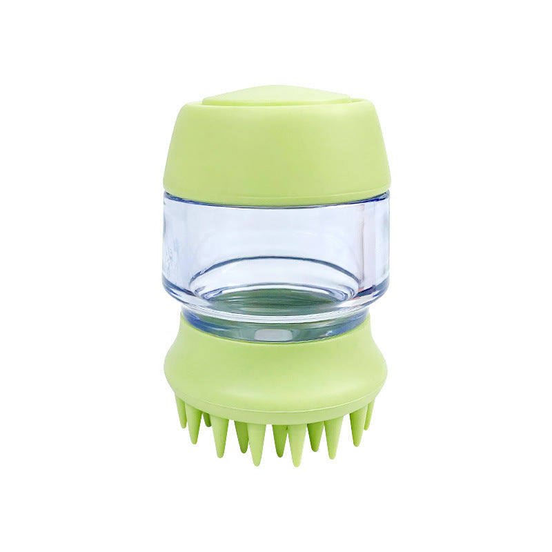 Silicone Pet Bath Brush With Shampoo Dispenser Double Head Grooming Tool