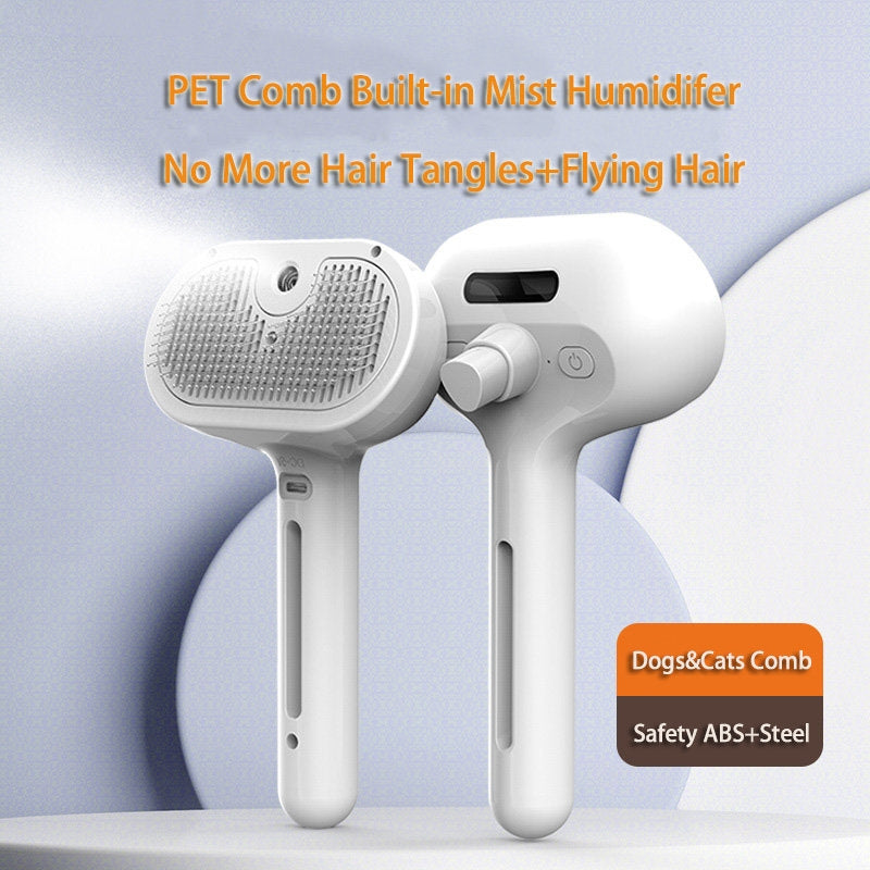 Self Cleaning Pet Grooming Comb With Mist Spray Hair Remover Tool