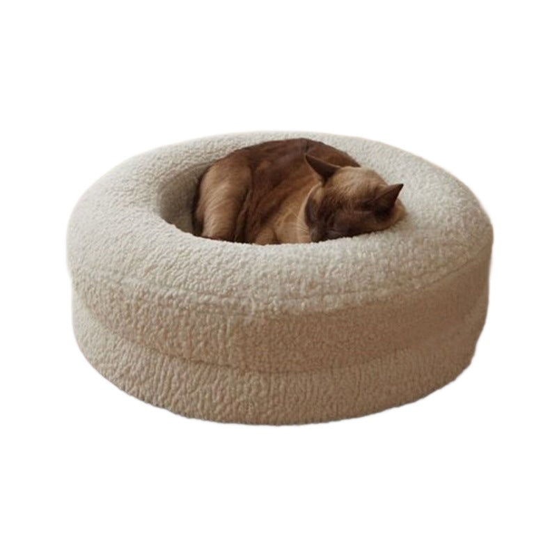 Solid Color Pet Round Bed Comfortable Soft Leisure Sleeping Nest