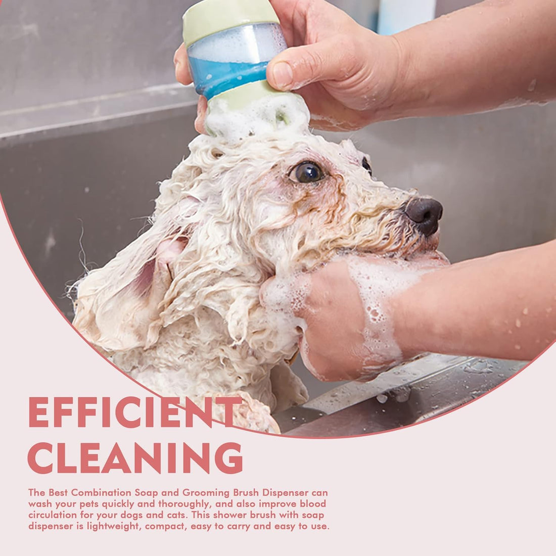Silicone Pet Bath Brush With Shampoo Dispenser Double Head Grooming Tool
