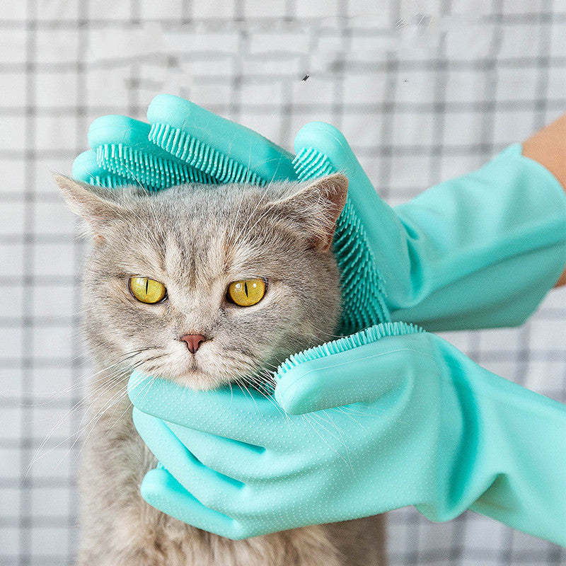 Silicone Pet Grooming Glove Brush For Bath Cleaning And Massage