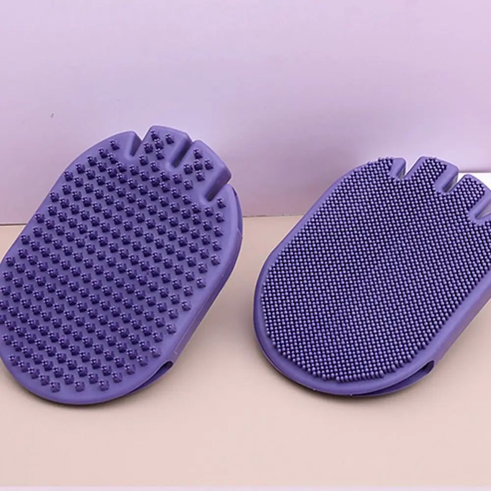 Dual Sided Pet Shampoo Brush Soft Bristle Massaging Grooming Tool