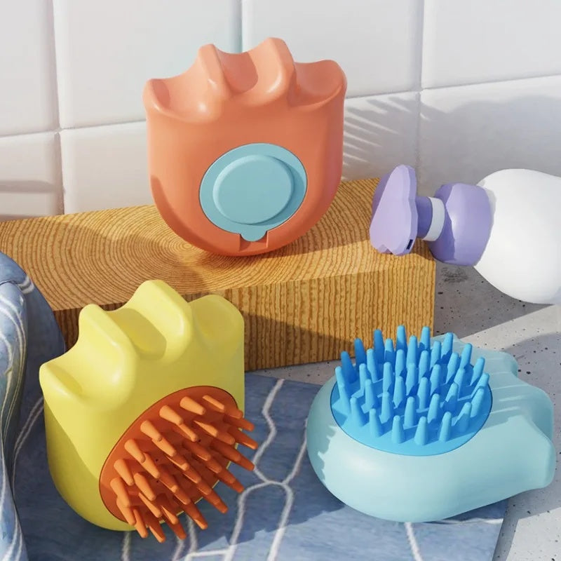 Pet Bath Massage Comb Brush With Shampoo Holder For Grooming