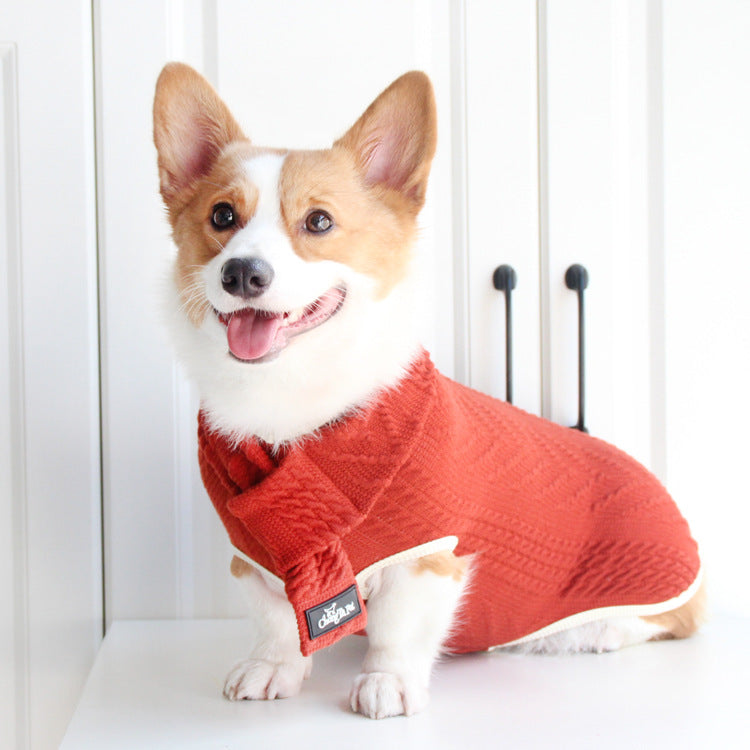 Vintage Style Pet Twist Knit Sweater For Warmth