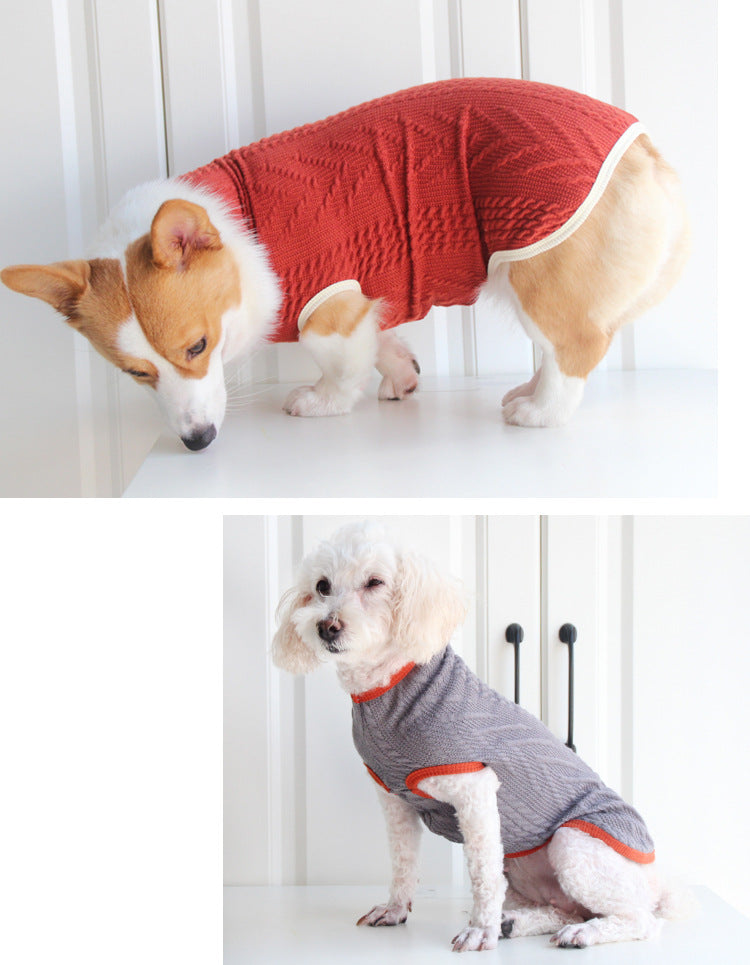Vintage Style Pet Twist Knit Sweater For Warmth