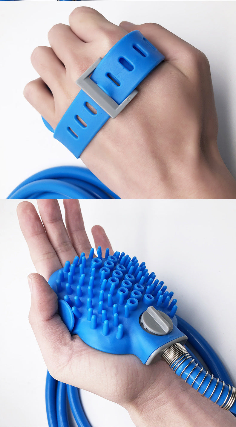 Handheld Silicone Pet Bath Gloves Brush For Outdoor Shower Massage
