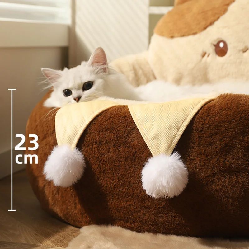 Round Pet Sofa Bed Warm Cushion Soft Comfortable Sleeping Nest