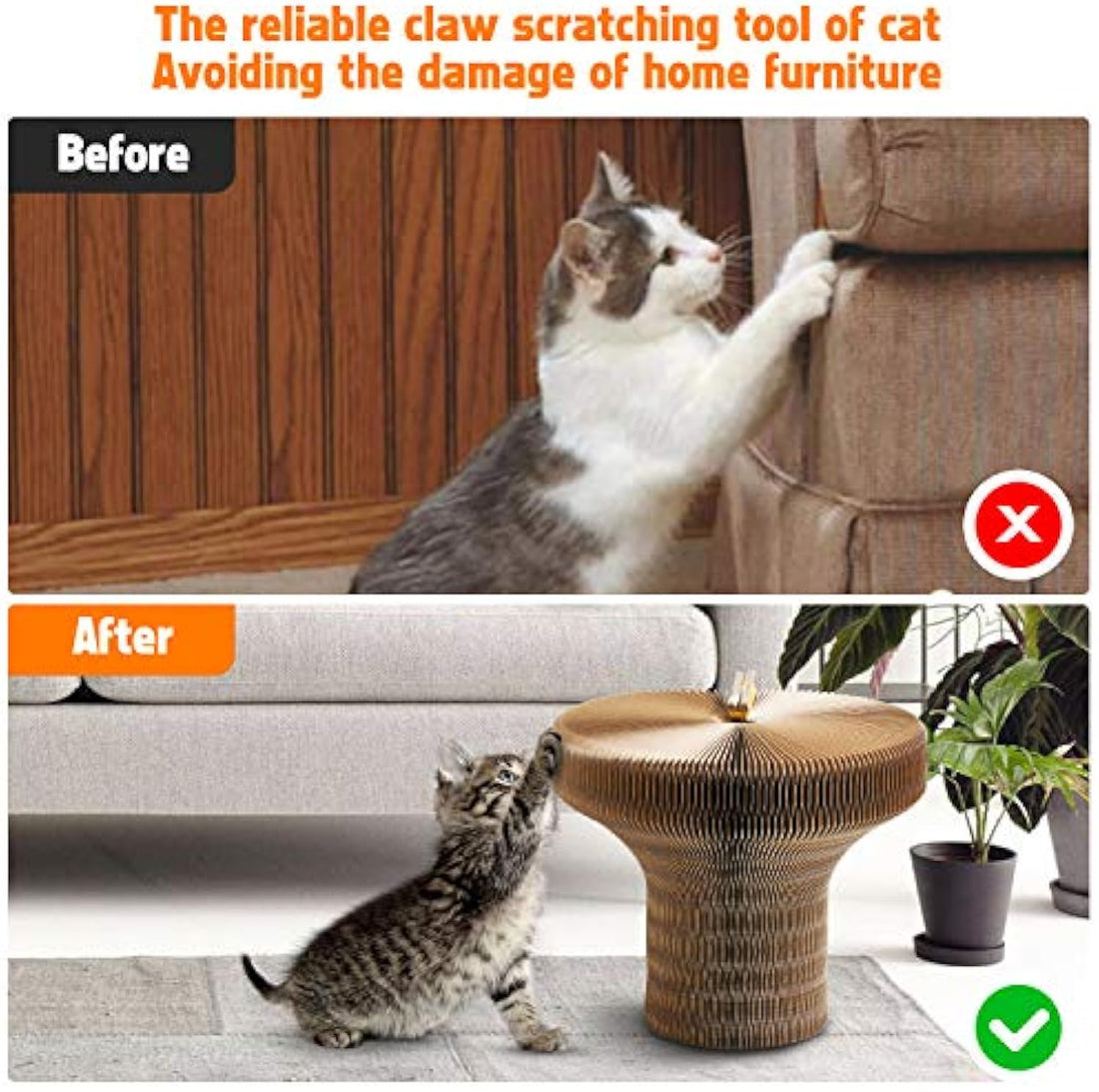 Collapsible Pet Scratcher Lounge Bed Corrugated Cardboard Round Nest
