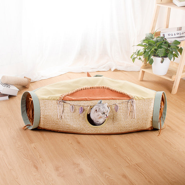 Red Net Litter Roll Toy With Drilling Hole For Pets