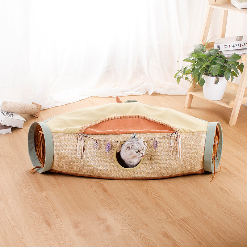 Red Net Litter Roll Toy With Drilling Hole For Pets