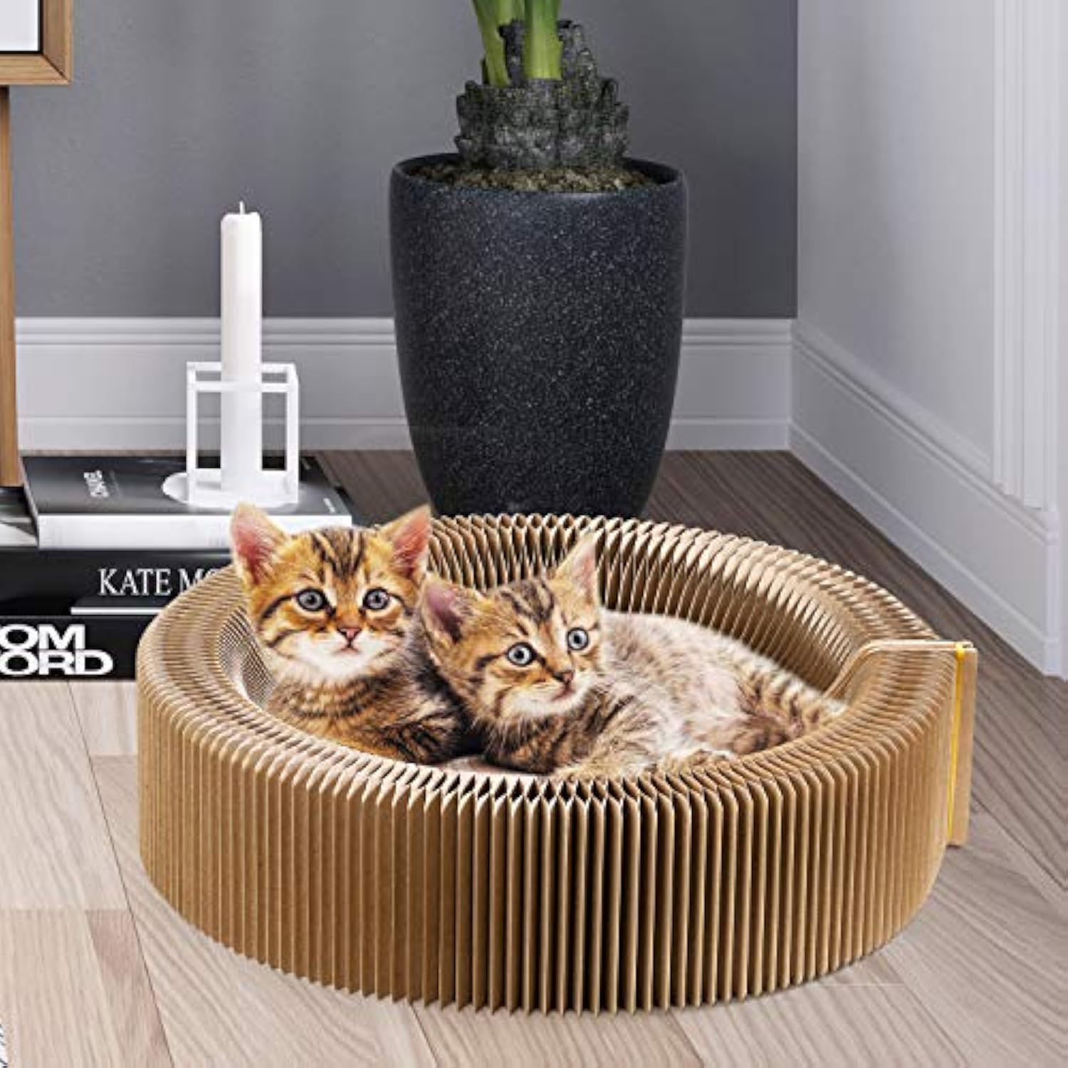 Collapsible Pet Scratcher Lounge Bed Corrugated Cardboard Round Nest