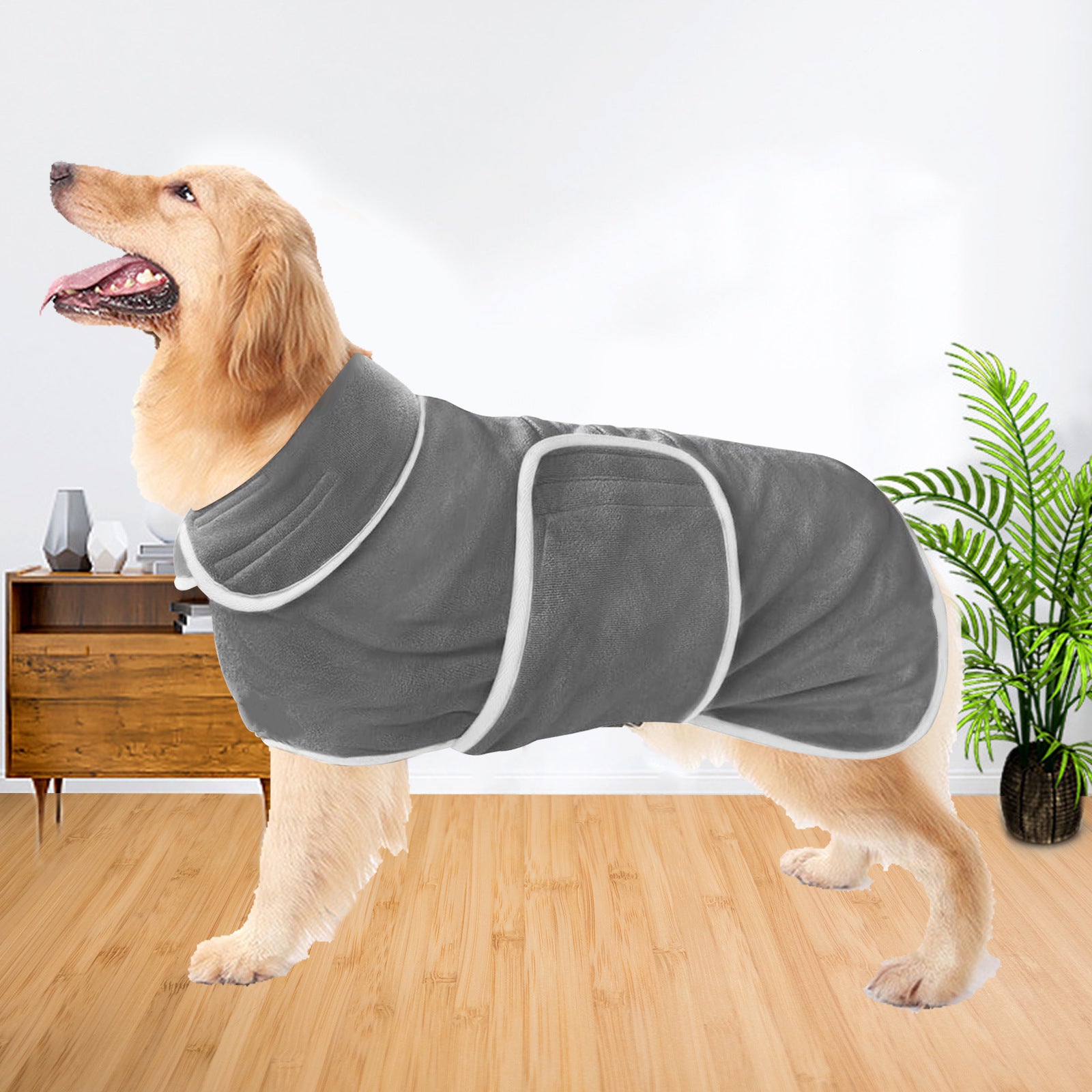 Super Absorbent Pet Bathrobe Towel Pajamas Coat Outfit For Grooming