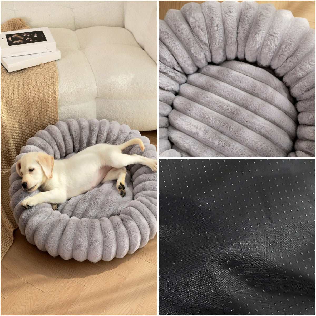 High Weight Plush Pet Bed Round Warm Long Hair Sleeping Nest