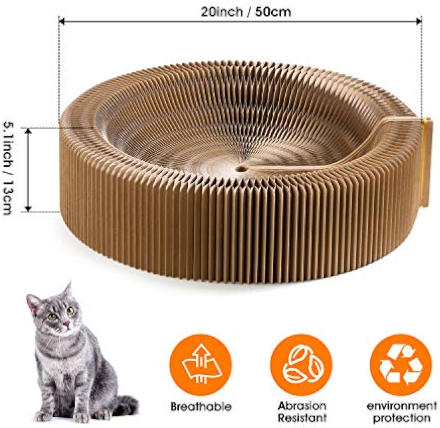 Collapsible Pet Scratcher Lounge Bed Corrugated Cardboard Round Nest