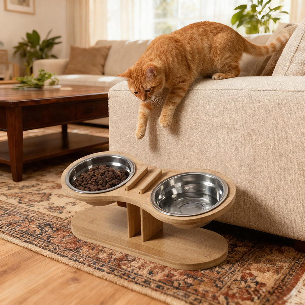 Adjustable Tilted Feeding Stand With Bowl For Pets