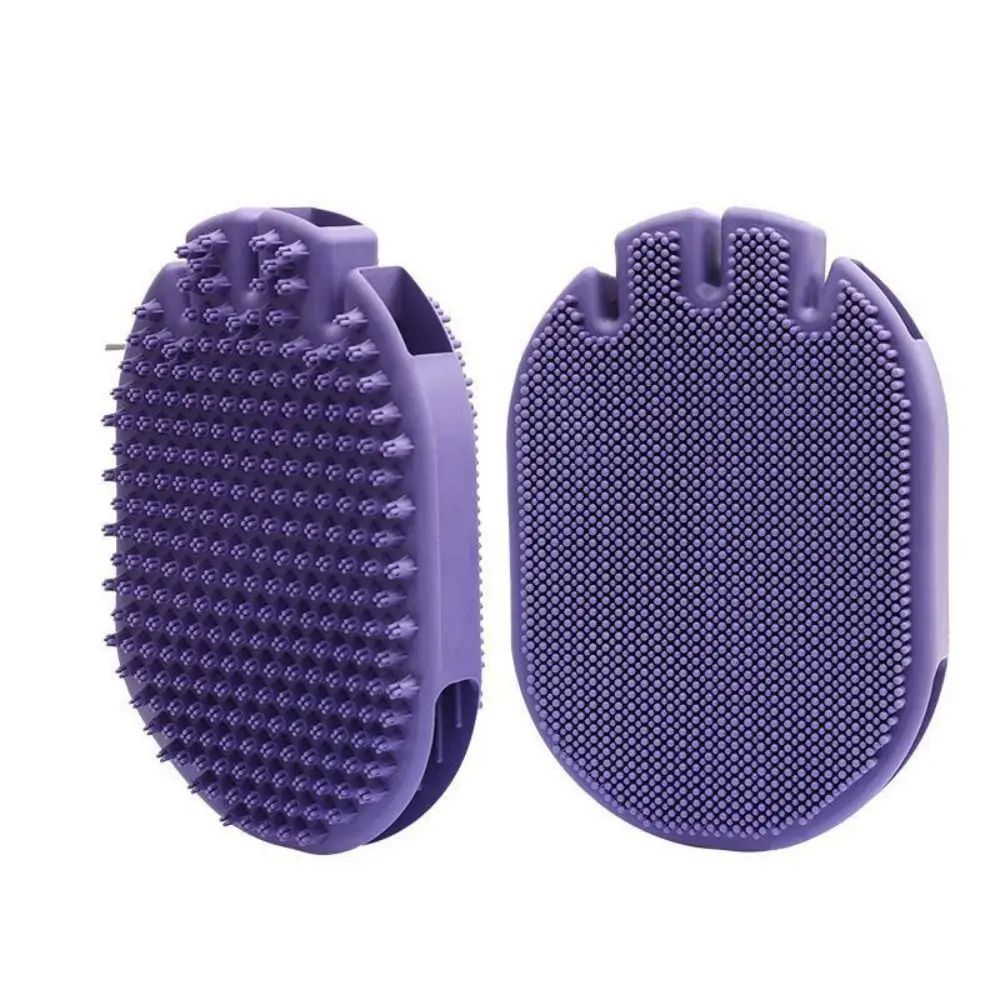 Dual Sided Pet Shampoo Brush Soft Bristle Massaging Grooming Tool