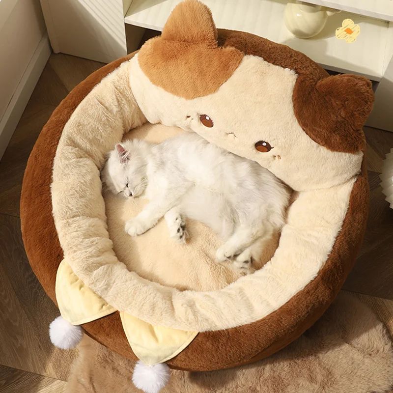 Round Pet Sofa Bed Warm Cushion Soft Comfortable Sleeping Nest