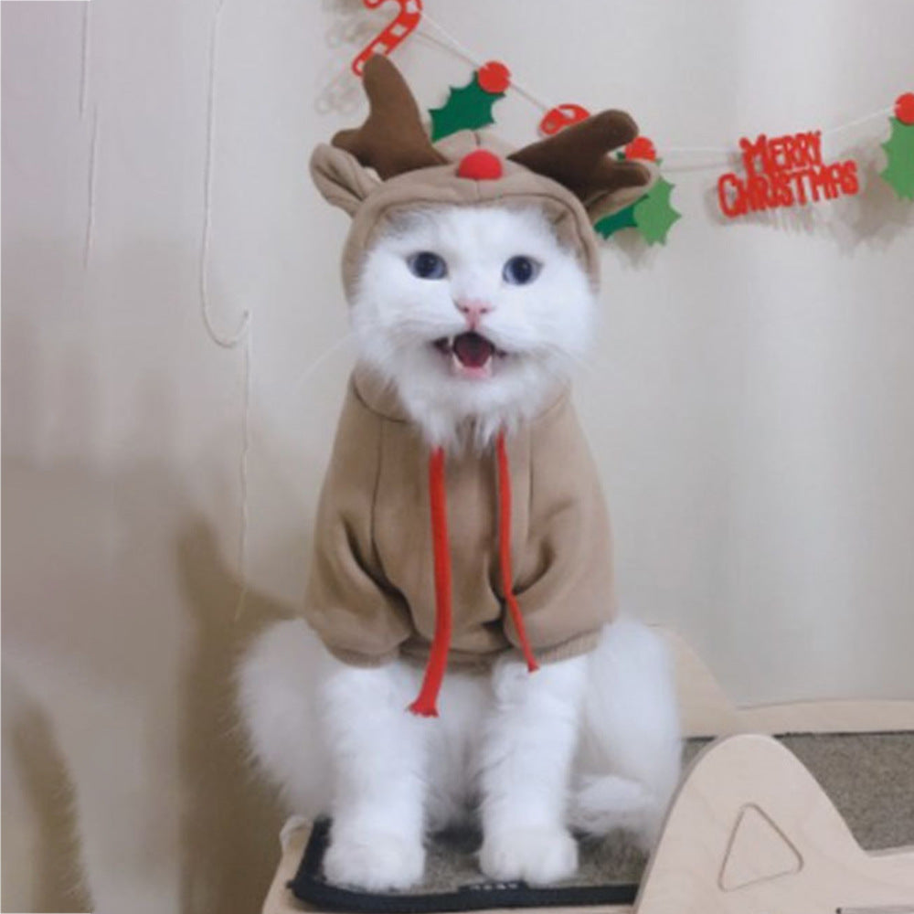 Hooded Apricot Elk Pet Sweater For Warmth