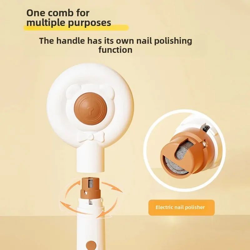 Rechargeable 2 In 1 Pet Nail Trimmer Grooming Brush Tool
