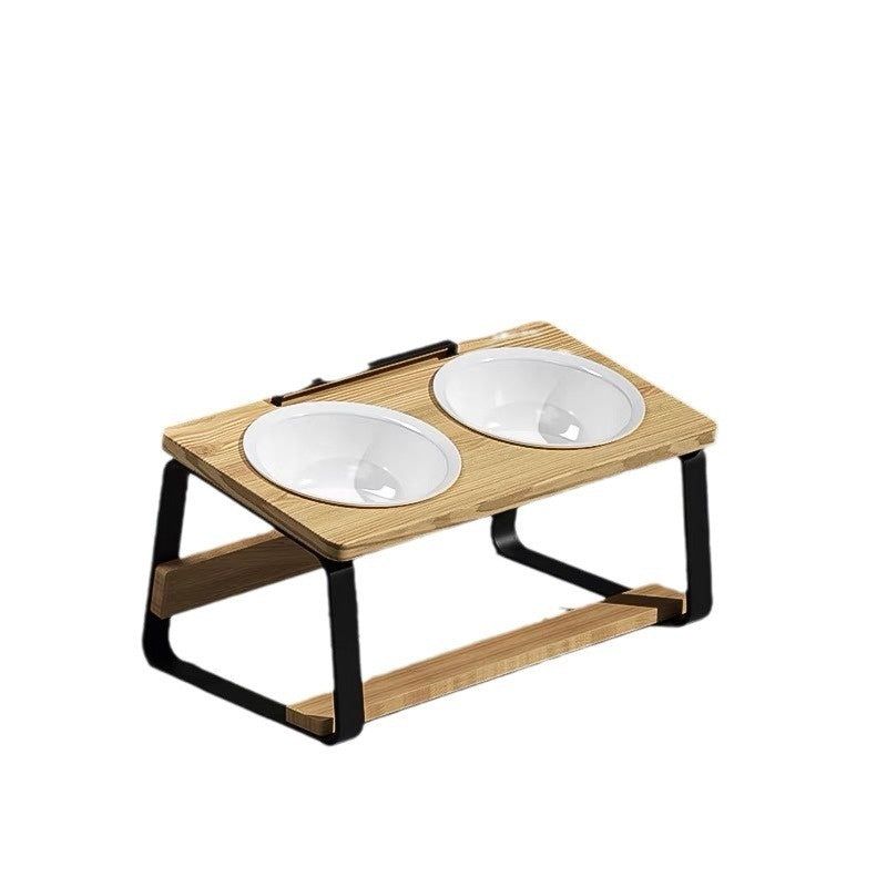 Ceramic Double Feeding Bowl For Pets Cervical Spine Protection