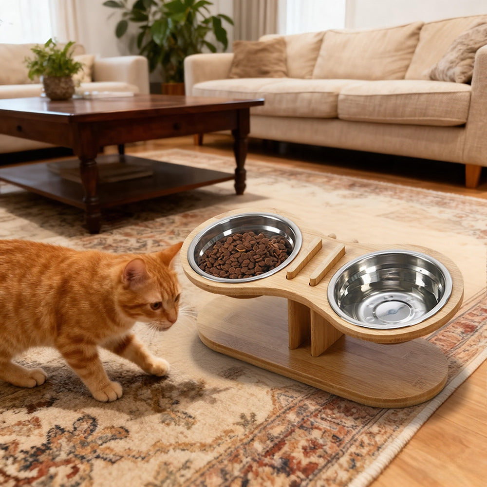 Adjustable Tilted Feeding Stand With Bowl For Pets