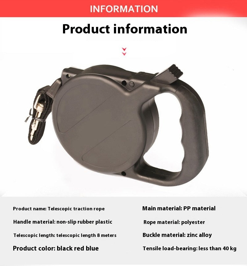 8M Nylon Automatic Retractable Pet Leash Durable Walking Lead