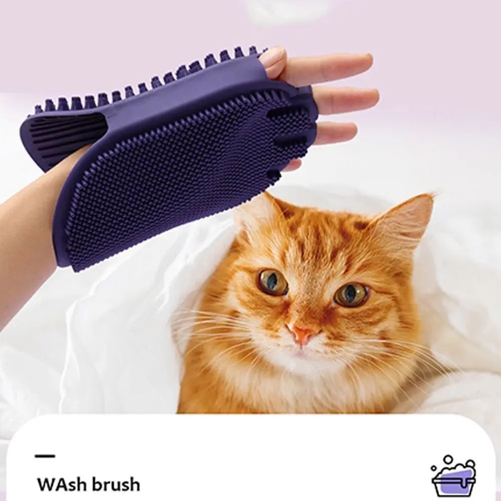 Dual Sided Pet Shampoo Brush Soft Bristle Massaging Grooming Tool