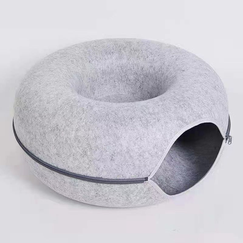 Round Pet Bed Tunnel Comfortable Soft Sleeping Hideout