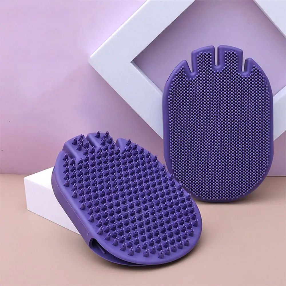 Dual Sided Pet Shampoo Brush Soft Bristle Massaging Grooming Tool