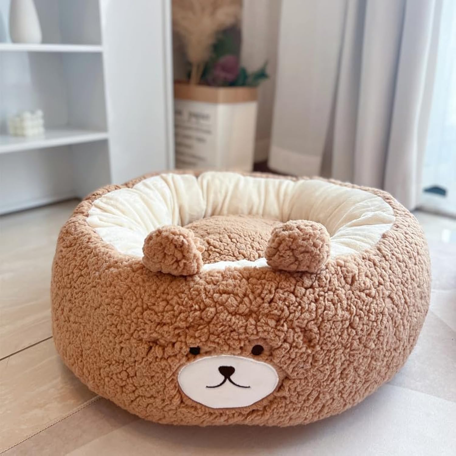 Cartoon Plush Pet Nest Cushion Round Bed Four Seasons Warm