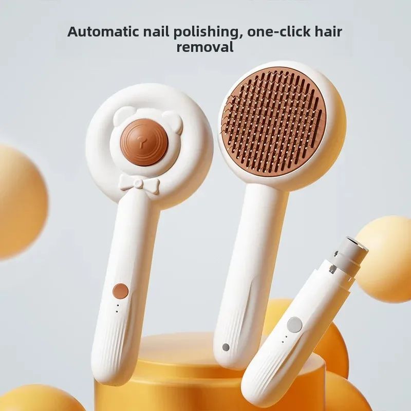Rechargeable 2 In 1 Pet Nail Trimmer Grooming Brush Tool