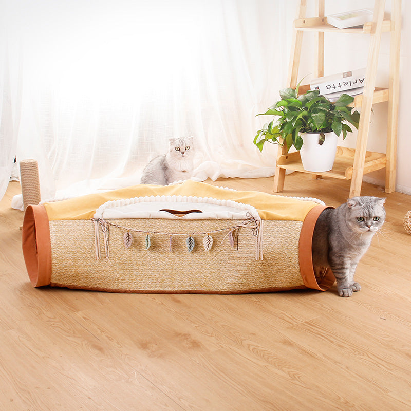 Red Net Litter Roll Toy With Drilling Hole For Pets