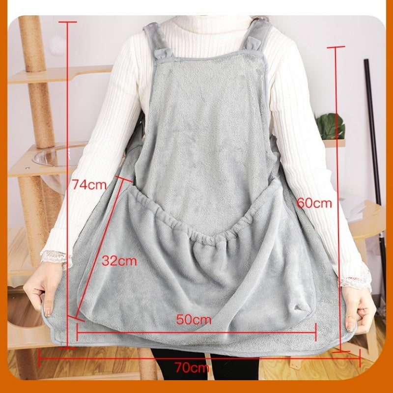 Outdoor Pet Carrier Apron Hanging Chest Bag With Plush Pocket
