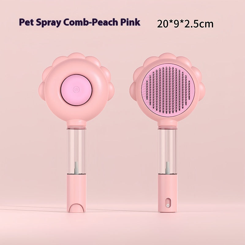 2 In 1 Self Cleaning Pet Brush With Spray Grooming Tool